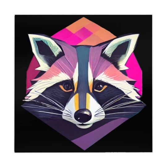 Modern Raccoon Wall Art in Vibrant Colors Mahjong Mats