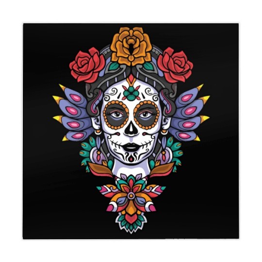 Colorful Calavera Girl Head Mandala Mahjong Mats