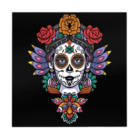 Colorful Calavera Girl Head Mandala Mahjong Mats