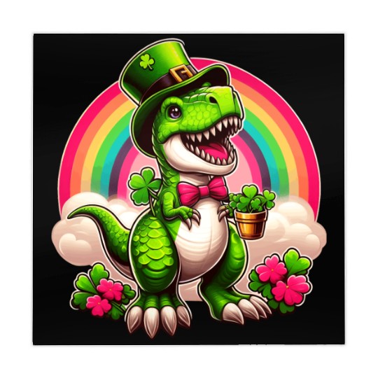 T- Rex Happy St Patricks Day Irish Rainbow Shamro Mahjong Mats