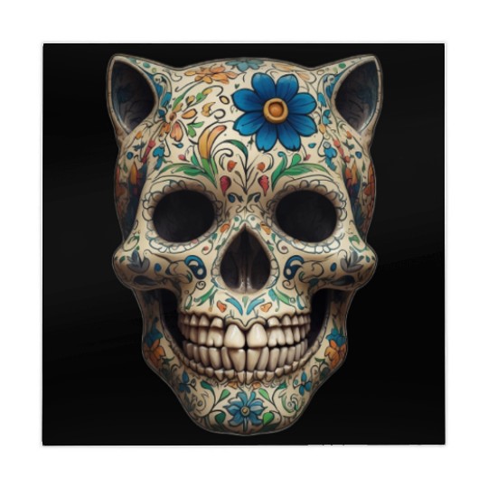 Talavera cat skull Mahjong Mats