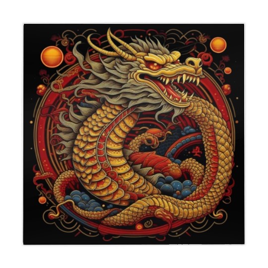 Chinese dragon. Dragon in a circle. Mahjong Mats
