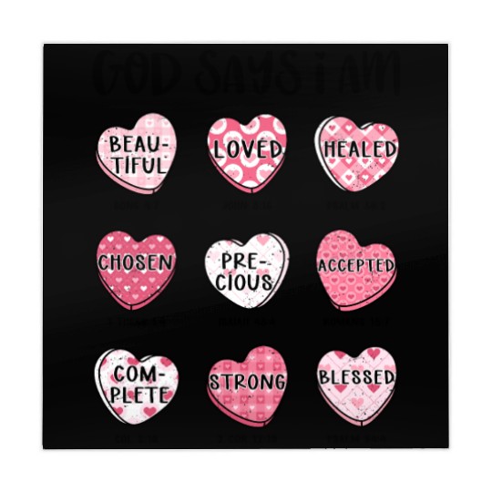 God Says I Am Valentine Candy Hearts Mahjong Mats