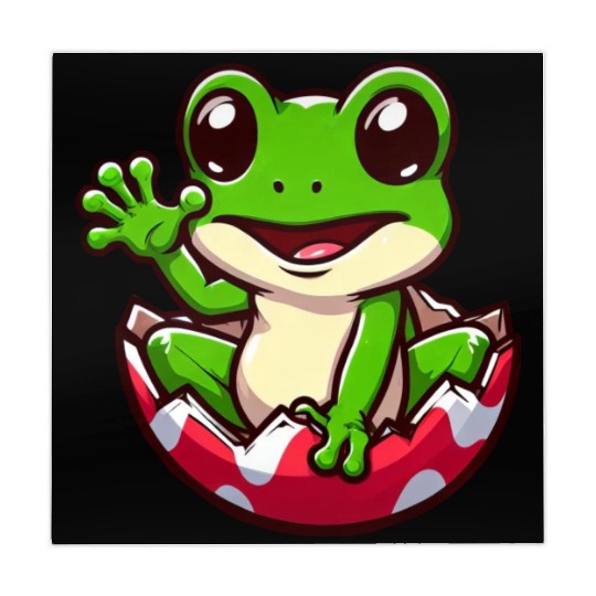 Colorful Easter Egg with Hatching Frog Design Mahjong Mats