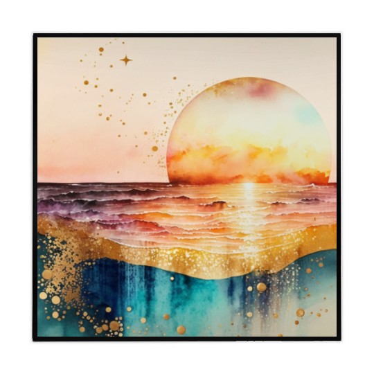 Sunset Beach Watercolor Painting Mahjong Mats