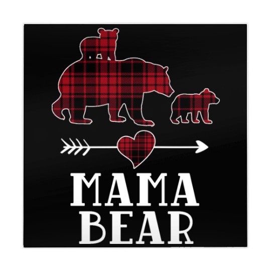 Mama Bear 2 Cubs Mahjong Mats Christmas Mama Bear Plaid