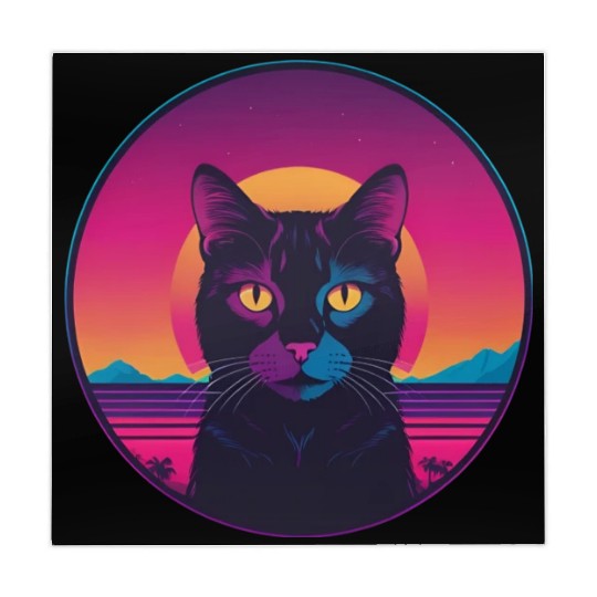 Synthwave Black Cat Mahjong Mats