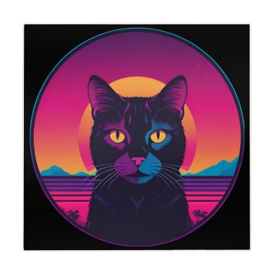 Synthwave Black Cat Mahjong Mats