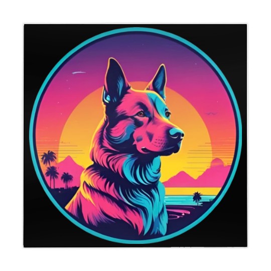 Synthwave German Shepherd 1 Mahjong Mats