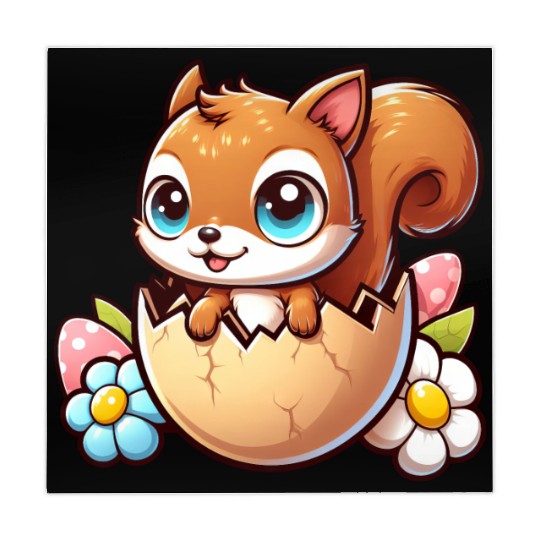 Cute Squirrel with Easter Egg Comic Design Mahjong Mats