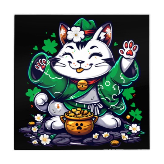 Kawaii St Patricks Day Cat With a Pot Of Gold Mahjong Mats
