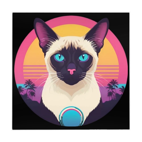 Synthwave Siamese Cat Mahjong Mats