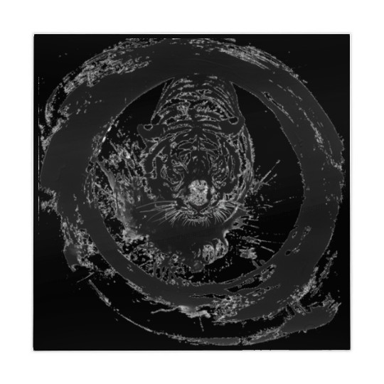 Majestic Tiger Silhouette Against Circ Mahjong Mats