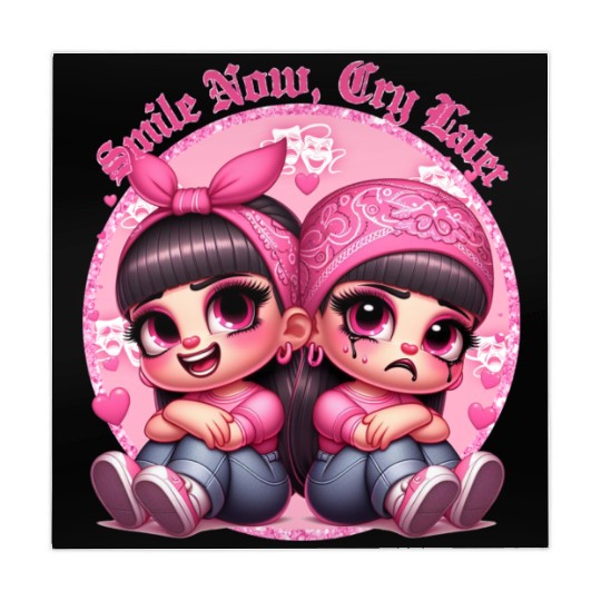 Smile Now Cry Later Drama girls Chicano Art Mahjong Mats