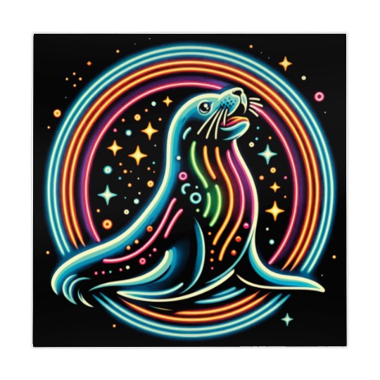 Seal Neon in circle Mahjong Mats