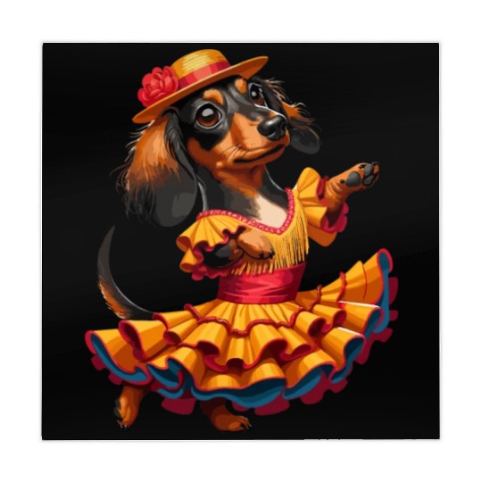 Dachshund dancing flamenco, animal dance Mahjong Mats