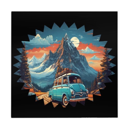 Classic car with wonderful mountains background Mahjong Mats