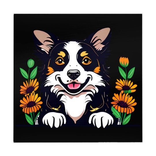 Happy Border Collie Dog With Flowers Mahjong Mats
