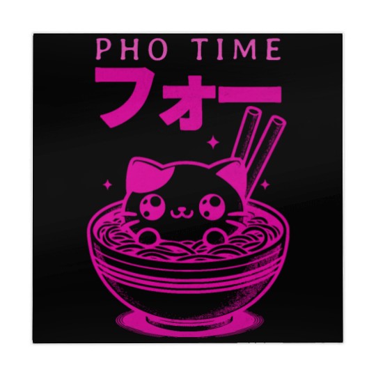 Pho Time Pink Cute Kitten in a Bowl Mahjong Mats