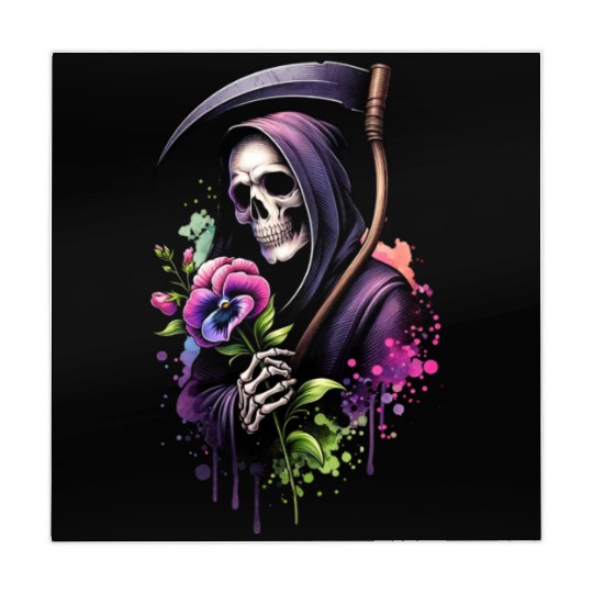 Grim Reaper Holding Sweet Pea flower Mahjong Mats