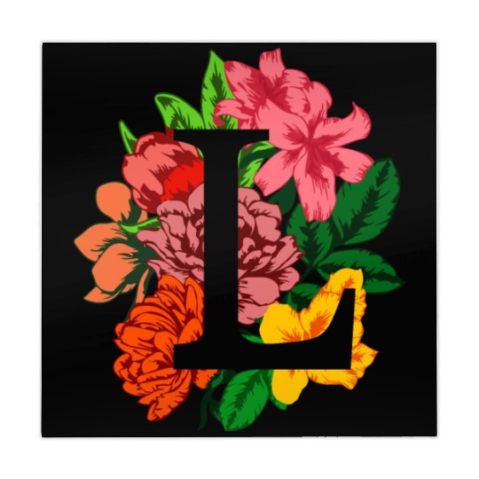 Capital letter L monogram with peony, lily flowers Mahjong Mats