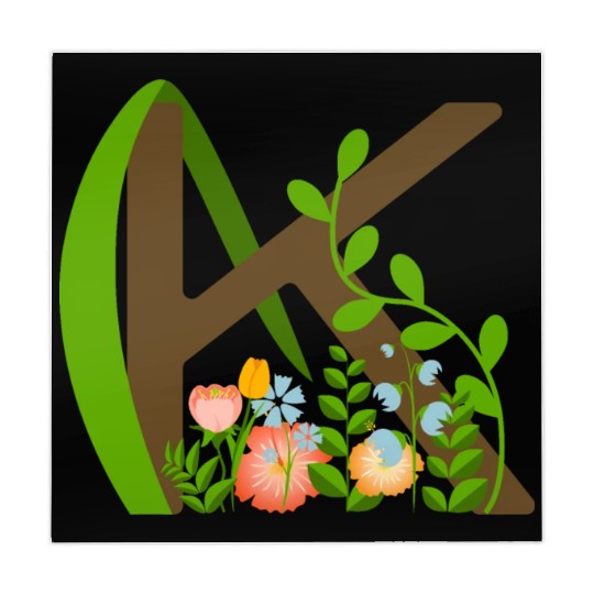 Capital letter K monogram and wildflowers Mahjong Mats