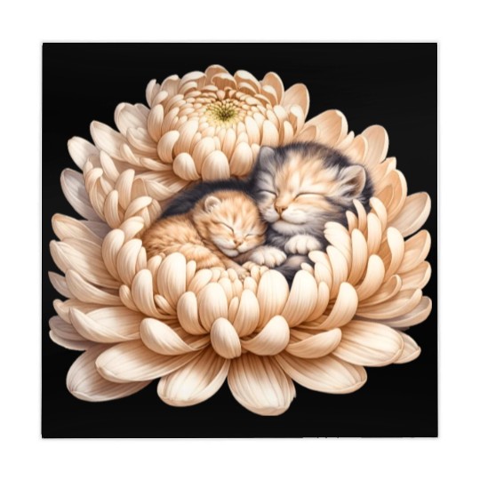 Kittens Sleeping In Flower Mahjong Mats