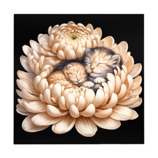 Kittens Sleeping In Flower Mahjong Mats