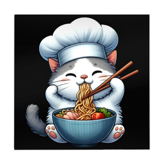 Kawaii Anime Whimsical Cat Japanese Ramen Noodles Mahjong Mats