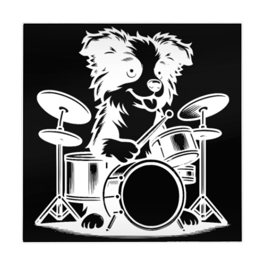 Cool Border Collie Drummer Puppy Design Mahjong Mats