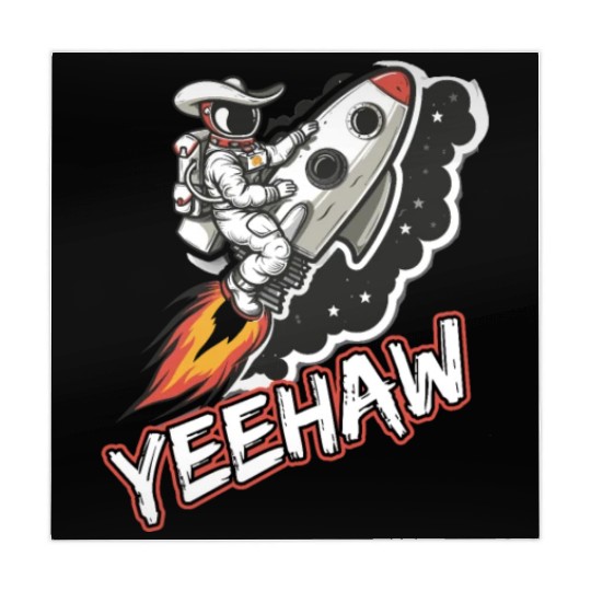 Space Cowboy Riding a Rocket with Yeehaw Slogan Mahjong Mats