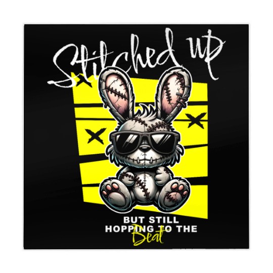 Stitched Up Cool Bunny with Sunglasses Mahjong Mats