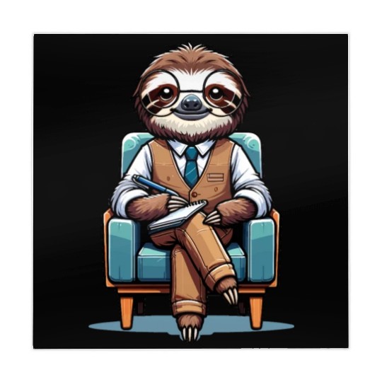 Cartoon Sloth as a Psychologist Mahjong Mats