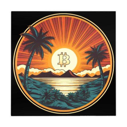 Retro Beach Sunset Funny Crypto Blockchain Mahjong Mats