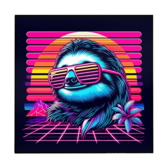 Synthwave Retro 80's Sloth Mahjong Mats