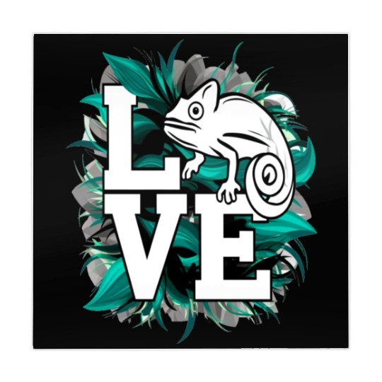 Chameleon Lizard Love Green Teal Text Design Mahjong Mats