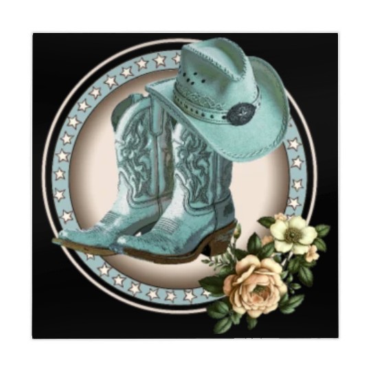 BLUE COWGIRL BOOTS, COWGIRL HAT, COWBOYS, WESTERN Mahjong Mats