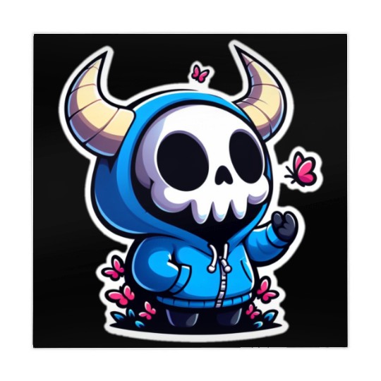 Cute Horned Skull enjoys the butterflies Mahjong Mats