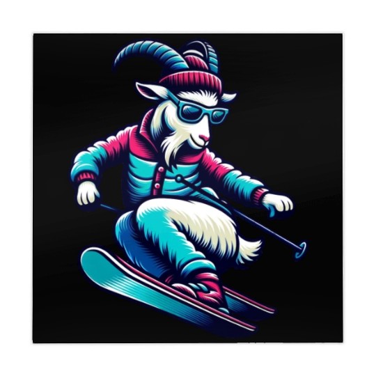 Funny Goat Skiing Down The Snowy Slopes Mahjong Mats