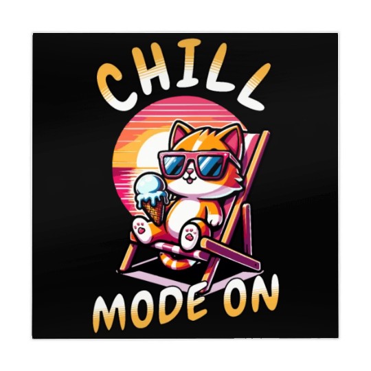 Cool Chill Cat Summer Fan Mode On Mahjong Mats