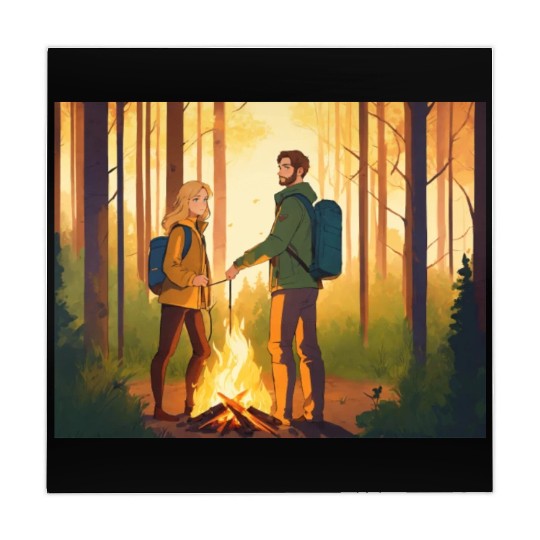 an illustration style where young man with brown Mahjong Mats