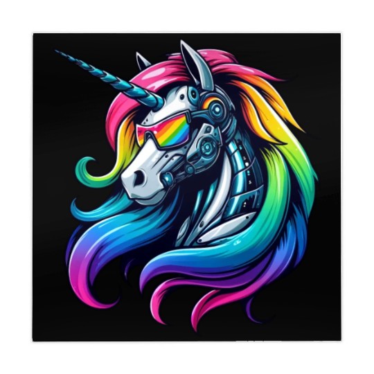 Cool Cyborg Unicorn Rainbow Mahjong Mats