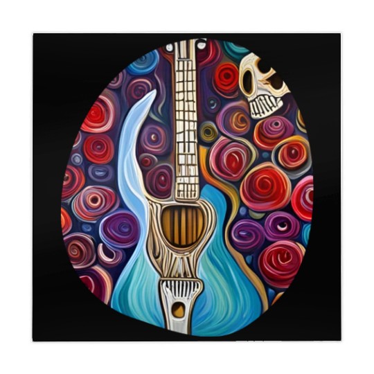 Blue Electric Guitar, Skull and Roses Mahjong Mats