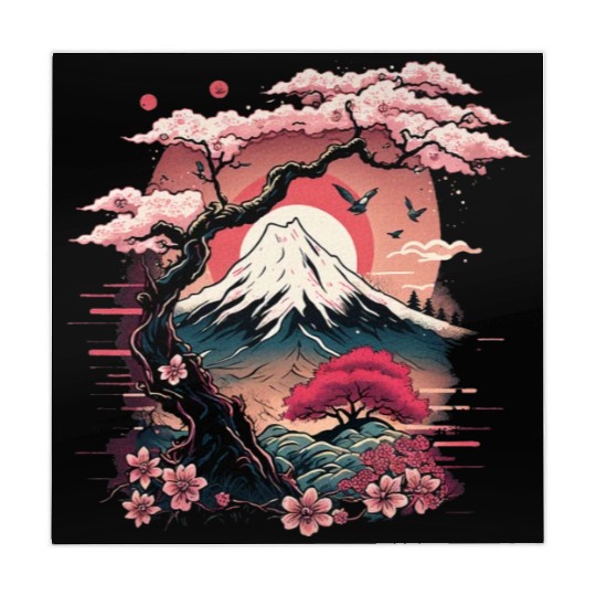 Japanese Sakura Garden Geisha Mount Fuji Cherry Mahjong Mats