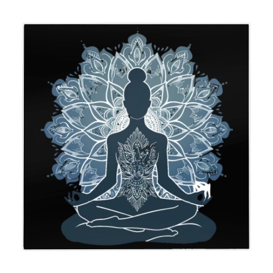 Serene Silhouette: Yoga Pose with Mandala Essence Mahjong Mats