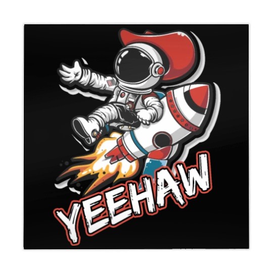 Space Cowboy Riding a Rocket with Yeehaw Slogan Mahjong Mats