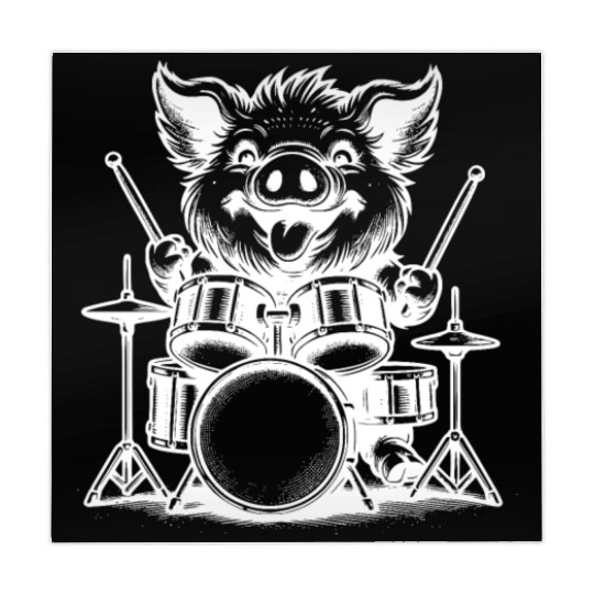 Pig Drummer Farm Beat White Design Mahjong Mats