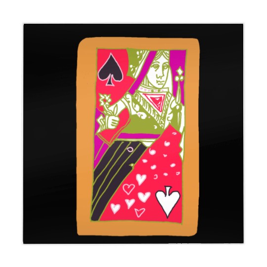 Orange Queen Of Spades Playing Card Mahjong Mats