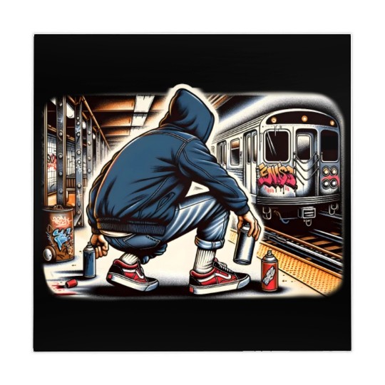 AI Teen in Subway Layup Underground- Masked Border Mahjong Mats