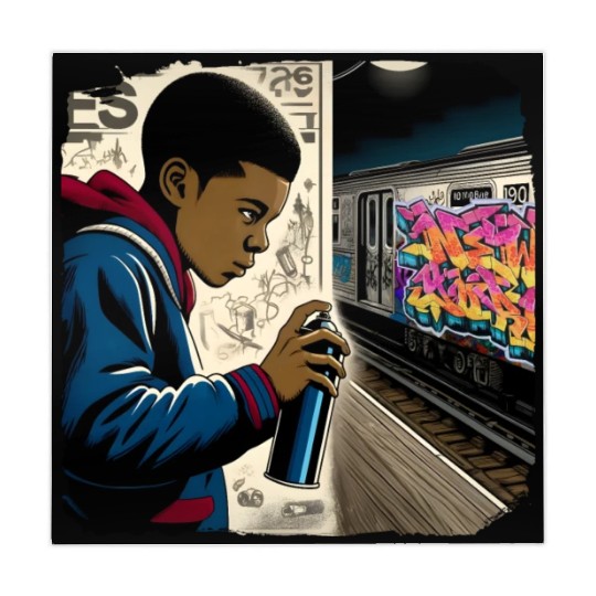 AI Teen in Underground Subway Layup -Masked Border Mahjong Mats